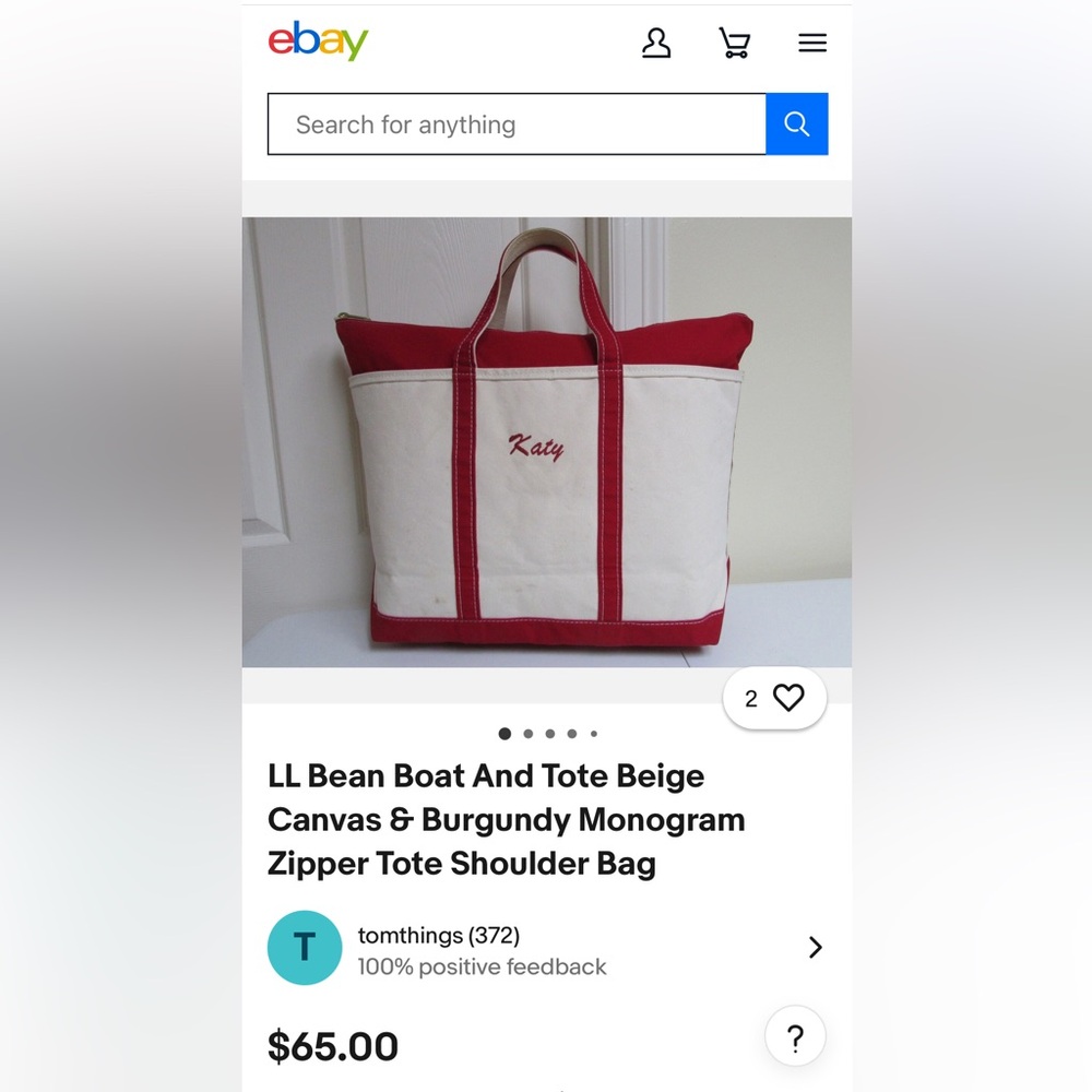 LL Bean Boat & Tote Medium Zip Top Red - Picture 13 of 13
